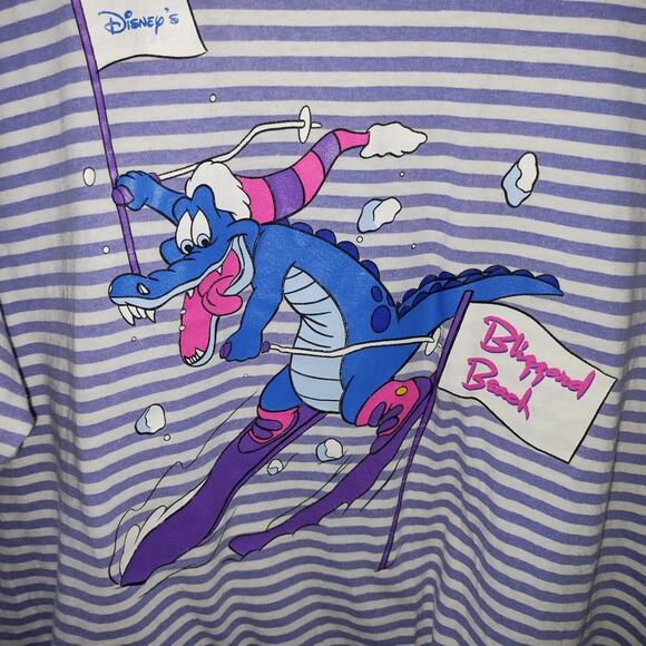 Vintage 90s Disney's Blizzard Beach - Ice Gator - RARE Striped T-Shirt - NO TAG - Picture 3 of 8